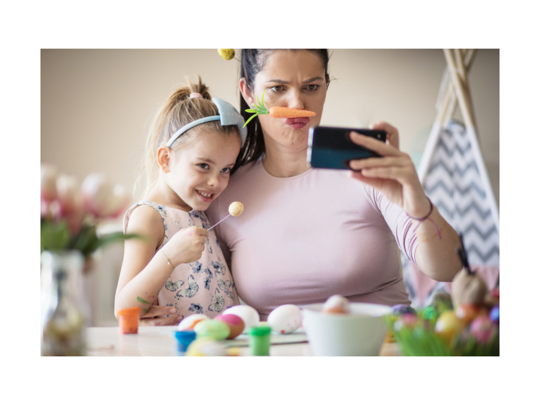 mom and daughter being funny - Smiley Tot