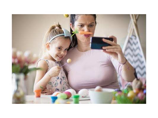 mom and daughter being funny - Smiley Tot 